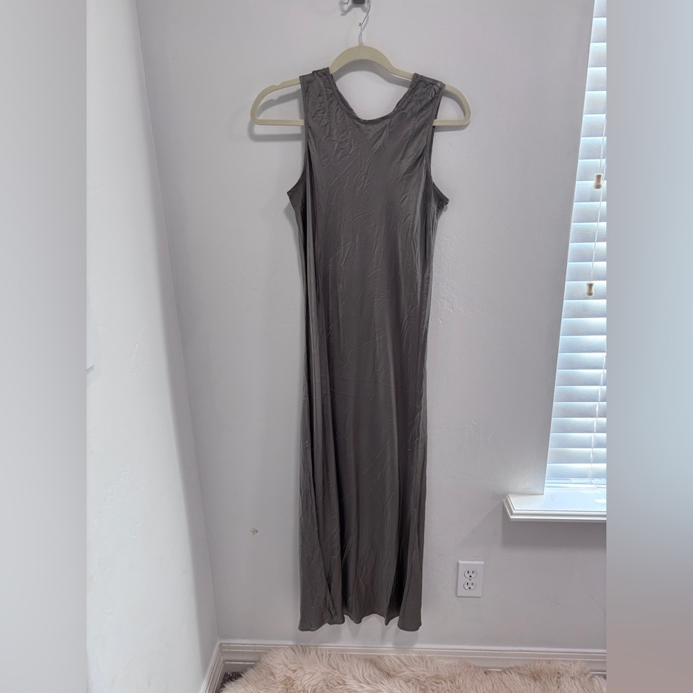 ATM Anthony Thomas Melillo Sleeveless Gray Silk Maxi Dress